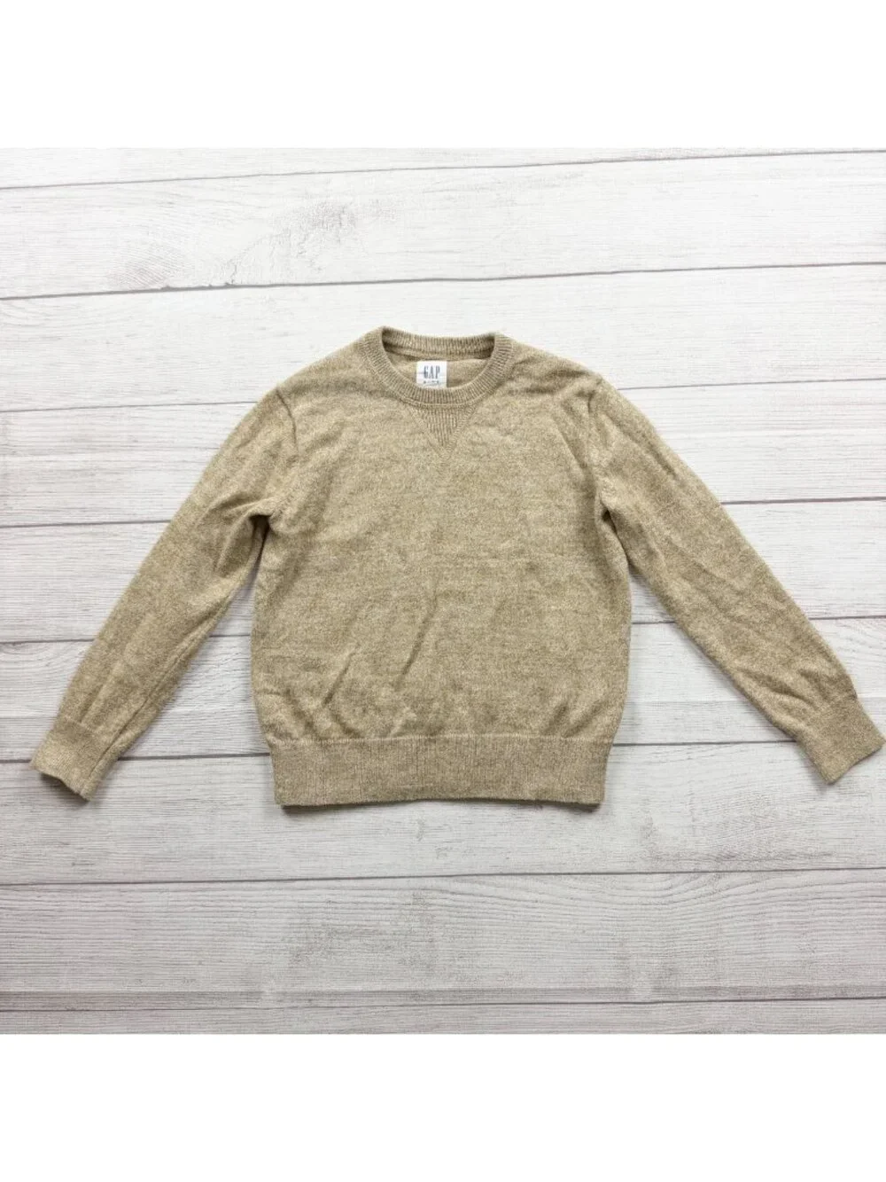 Gap Kids Beige Knit Sweater Long Sleeve Crewneck Pullover S 6-7